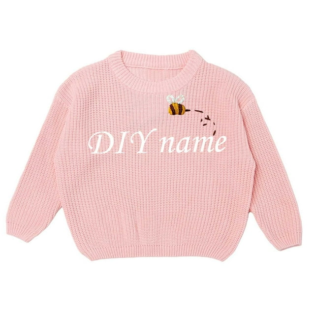 Tricot Brodé Personnalisé pour Filles DIY Laine Pure Chandail d'Hiver avec Col Rond