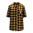 thumbnail image 7 of Cloaraye Mens Plaid Shirts Summer Short Sleeve Button Down Shirt Casual Plaid V Neck Lapel Beach Shirts with Pockets, 7 of 7