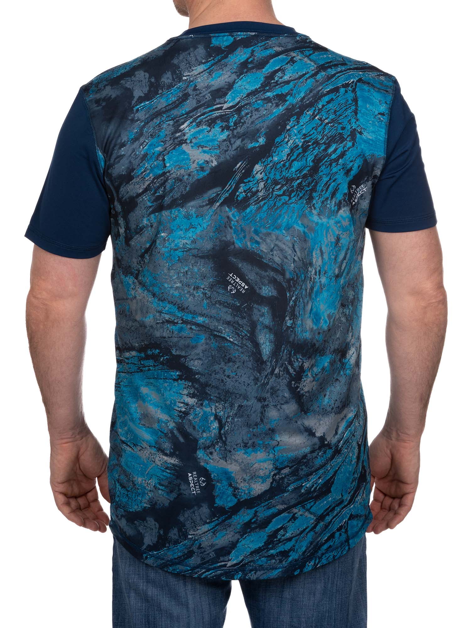 Realtree Fishing WAVE Blue Water Camo Shirt RN#91497 Men's Size Medium