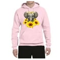 thumbnail image 2 of Wild Bobby, Elephant Sunflower Cute Love Animal Lover Unisex Graphic Hoodie Sweatshirt, Light Pink, Medium, 2 of 3