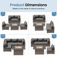 thumbnail image 6 of ELPOSUN Patio Furniture Set, Outdoor Patio Furniture Wicker Sectional Furniture Couch Set, 5 Pieces Outdoor Sectional Sofa with Fire Pit Table, Outdoor Patio Set for Balcony Furniture (Grey), 6 of 7