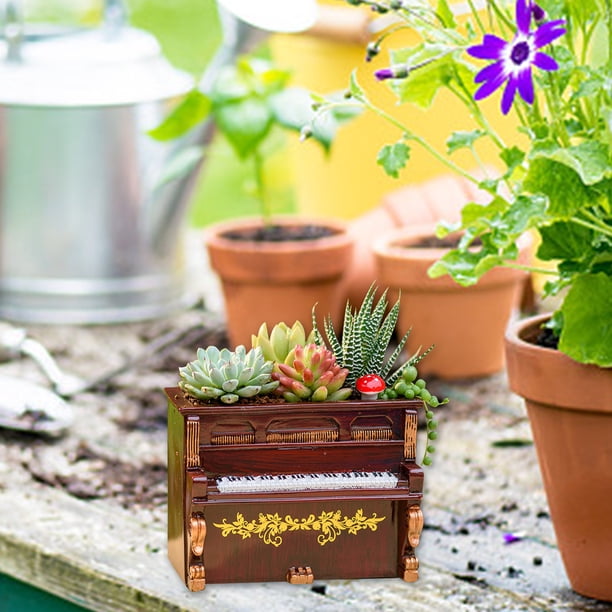 Resin Vintage Piano Planter Pot for Indoor Plants – 5.11 in x 3.93