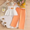 thumbnail image 2 of Staki Toddler Girl Spring Clothes Toddler Girl Summer Clothes Vintage Baby Outfit Crochet Sleevless Ruffled Tank Top & Pants Set 2-7Y(White,3-4 Years), 2 of 9