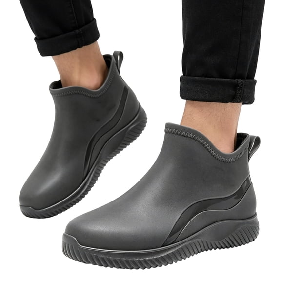 EKVAHL Orthopedic Ankle Rain Booties for Women, PVC Slip On Waterproof Garden Boots, Arch Support Farm Cycling Walking Shoes Gray