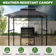 thumbnail image 2 of 8'x5' Outdoor Grill Gazebo - Double Roof BBQ Gazebo Canopy with 2 Side Shelves and LED Lights, Patio BBQ Pergola Shelter for Garden, Porch and Backyard (Grey), 2 of 9