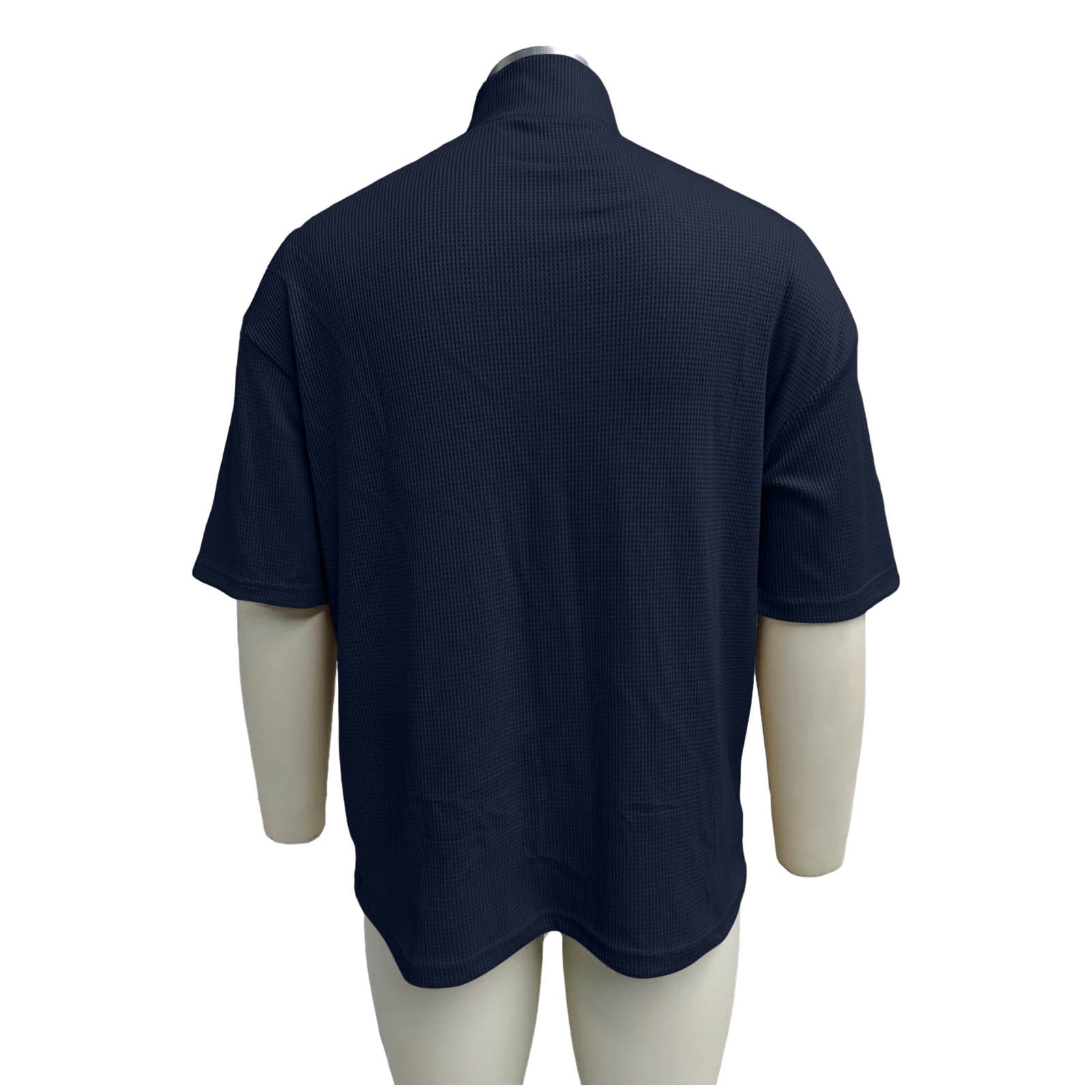 Kalauyu Men's Waffle Tees Short Sleeve Mock Neck Quarter Ziper