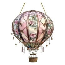 Hot Air Balloon Hanging Solar Lantern Outdoor Waterproof with Flickering Flame Gifts for Women Grandma Mom Glass Hanging Solar Lights Decorative for Outside Wall Front Porch Yard Garden Fence