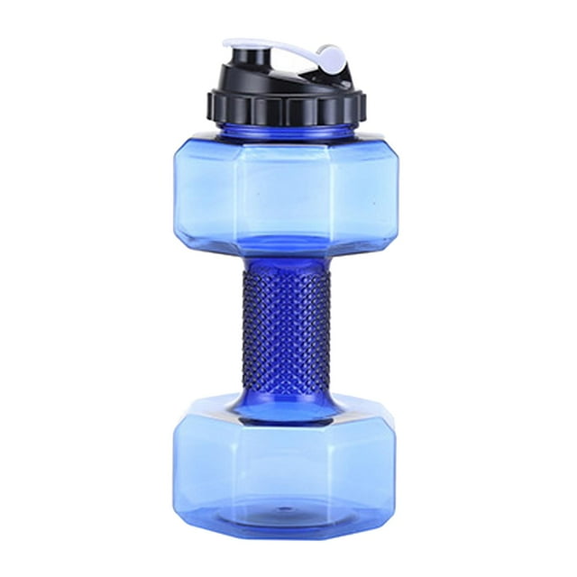 Botella con forma de mancuerna, grande, duradera, portátil, sin BPA, para acampar, hervidor de agua, para ciclismo 2200ml azul