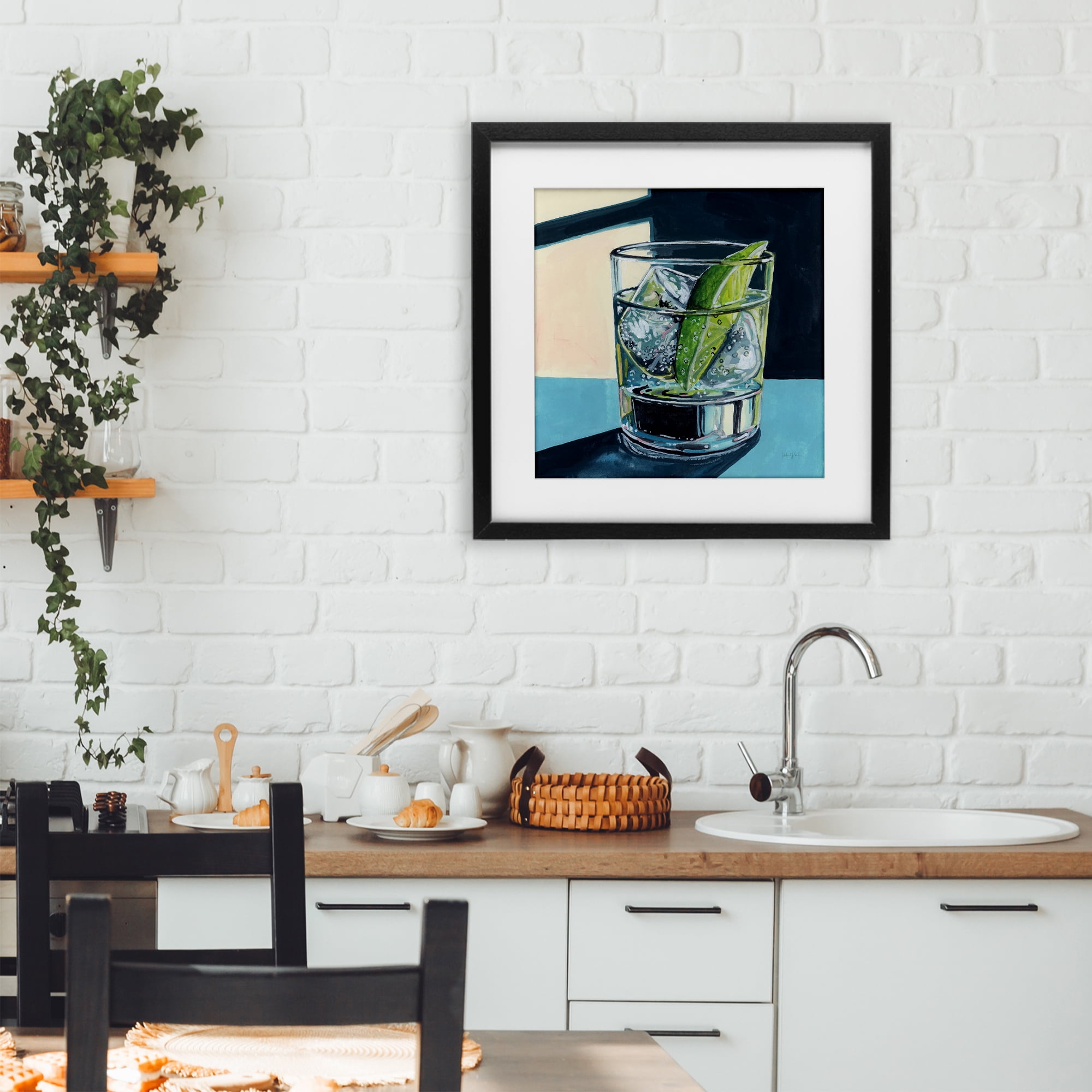 Stupell Industries Strong Gin and Tonic Black Framed Print Under Glass, design by Kate Jarvik Birch