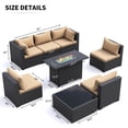 thumbnail image 6 of MRUAKA 8 Pieces Patio Conversation Set With Firepit, Outdoor Sectional PE Rattan Wicker Furniture Seat,Khaki, 6 of 7