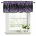 thumbnail image 2 of Purple Lavender Valances for Windows, Decorative Rod Pocket Window Valance Curtains, Spring Watercolor Wildflowers Plant Black Short Curtain Drapes for Kitchen/Living Room, 2 Panels, 54" W x 18" L, 2 of 8