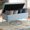thumbnail image 3 of Bowery Hill Fabric Upholstered and Silver Finished Metal Storage Ottoman, 3 of 9