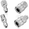 thumbnail image 1 of 2 Sets NPT 1/4 Inch Pressure Washer Coupler Quick Connect Plug Stainless Steel Male and Female Quick Connect Fittings Pressure Washer Adapter Set (Internal Thread, External Thread), 1 of 7