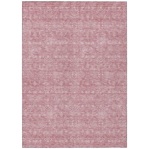HomeRoots 582335 8 x 10 ft. Floral Washable Indoor & Outdoor Rectangle Area Rug, Blush, Pink & Ivory