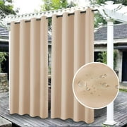 JIAN YA NA Outdoor Curtains for Patio Waterproof Grommet Curtain Panels,Set of 2,Beige,52 x 94 inch
