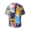 thumbnail image 5 of KLL Colorful Cats Pattern Art Print Men's Shirt Short Sleeve Button Down Summer Cuba Beach Shirts- 3X-Large, 5 of 5