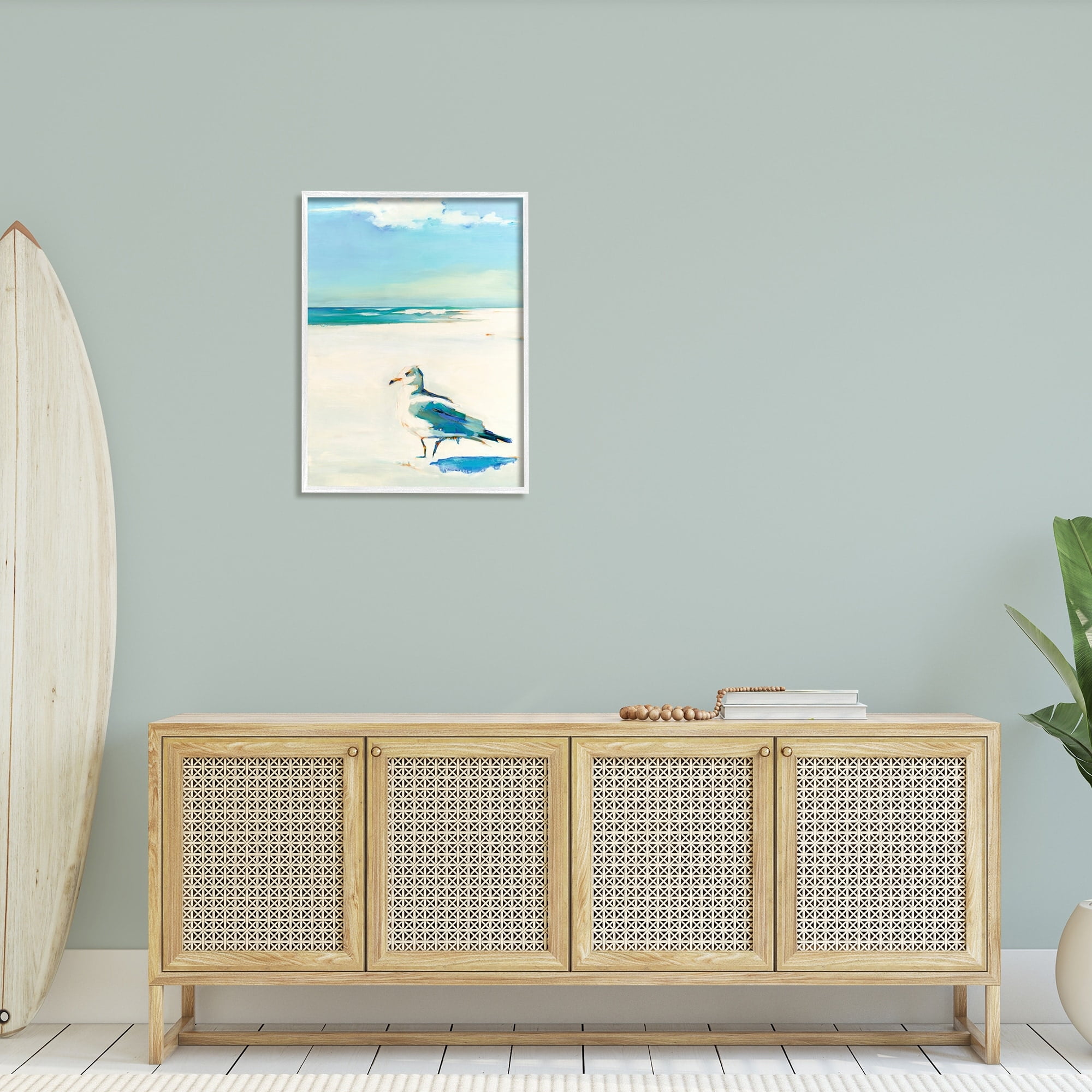 Stupell Industries Seagull on Sandy Shore Soft Tranquil Beach Scene, 24 x 30,Design by Kathleen Broaderick