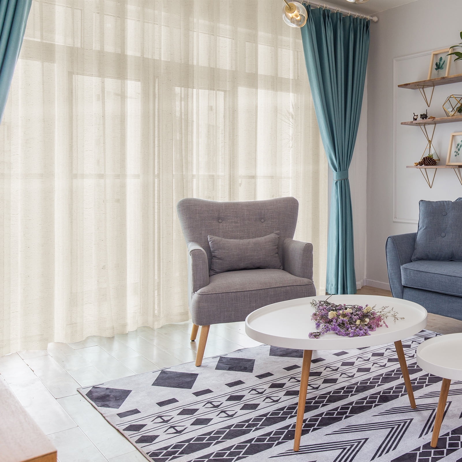 Linen Curtains 84 Inches Long 52" Wide for Bedroom Semi Sheer Natural Linen Window Drapes Ensure privacy Farmhouse Curtains Extra Wide Curtain Panels(2 Panels)