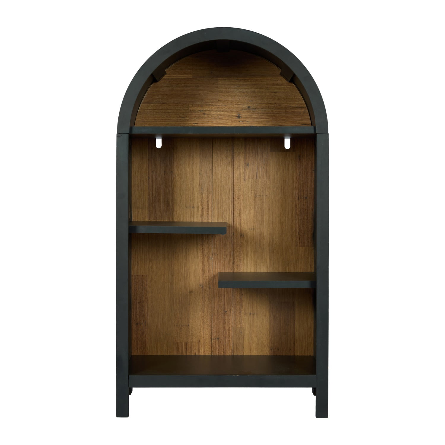 Hommoo 4-Tier Arched Bookshelf, Asymmetrical Open Storage Shelf, Wooden Freestanding Display Shelf for Entryway, Living Room, Bedroom, Hallway, Brown
