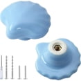 thumbnail image 1 of 2pcs Blue Ceramic Cabinet Knobs, Shell Shaped Drawer Knobs for Kids' Bedroom Blue + Shell Shape 2 Pack, 1 of 7