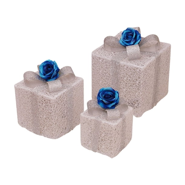 Decoraciones para San Valentín, adornos para San Valentín, regalos para San Valentín, caja de luz con control remoto para San Valentín, juego de 3 cajas de regalo iluminadas, decoraciones para San Val