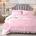 thumbnail image 3 of 1 Piece Luxury Vintage Ruffle Pattern Comforter By D.N.G. BEDDINGS Premium Super Soft, All Season, 800 Thread Count 100% Egyptian Cotton King/California King Size Light Pink Color, 3 of 8