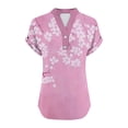 thumbnail image 6 of Otvok Short Sleeve Tops for Women V Neck Blouses Gradient Ombre Henley Button Lightweight Casual Tunics Tees, 6 of 6
