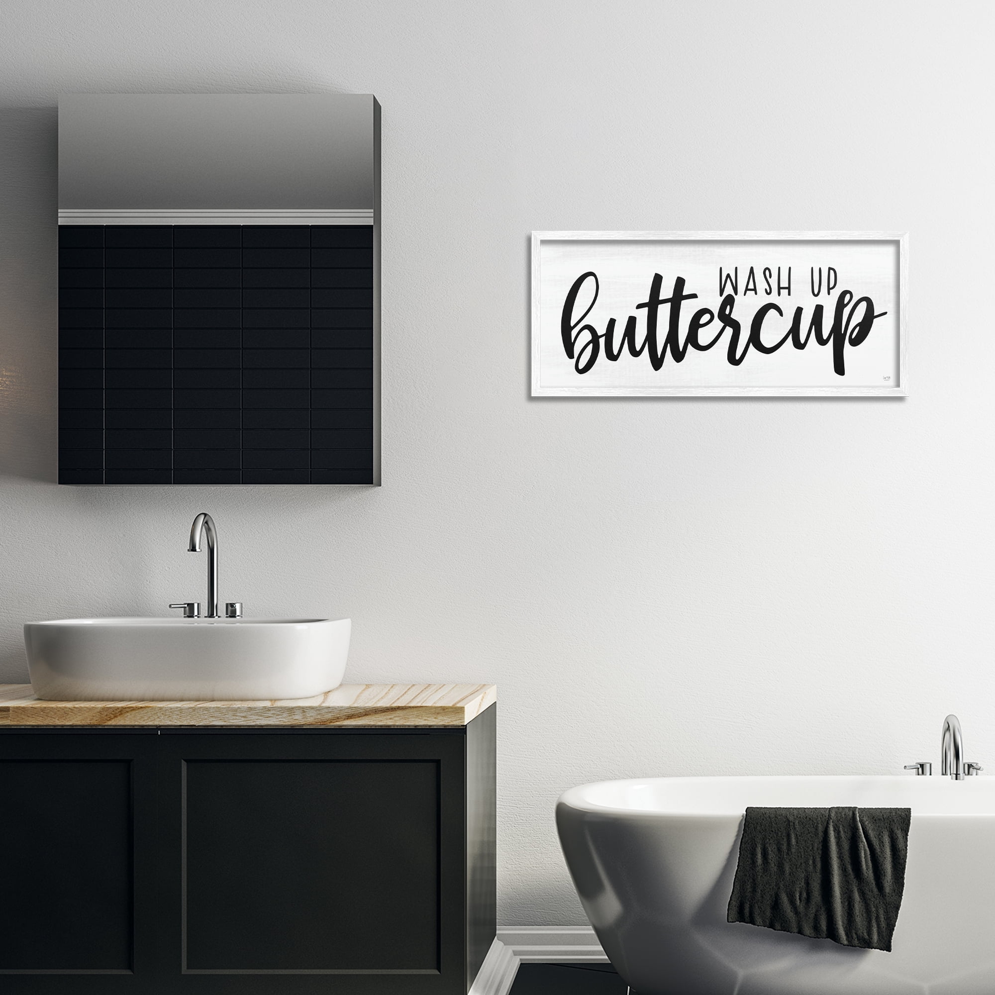 Stupell Industries Wash Up Buttercup White Framed Giclee Art, design by Lux + Me Designs