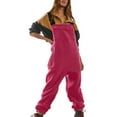 thumbnail image 2 of Fshiont Women's Winter Fleece Overalls Fuzzy Warm Causal Jumpsuits Loose Adjustable Straps Sleeveless Bib Pants with Pockets Hot Pink S, 2 of 6