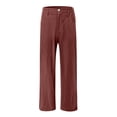 thumbnail image 4 of YIFUNIN Women's Summer Cotton Linen Wide Leg Pants with Button Detail & Elastic Waist, Loose Palazzo Casual Trousers with Pockets,Wine XL, 4 of 5