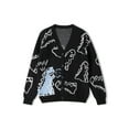 thumbnail image 1 of Seyurigaoka Women Juniors Dinosaur Print Knit Sweater Aesthetic Harajuku Oversized Pullover E-Girl Streetwear Preppy Sweater for Teen Girls, 1 of 9