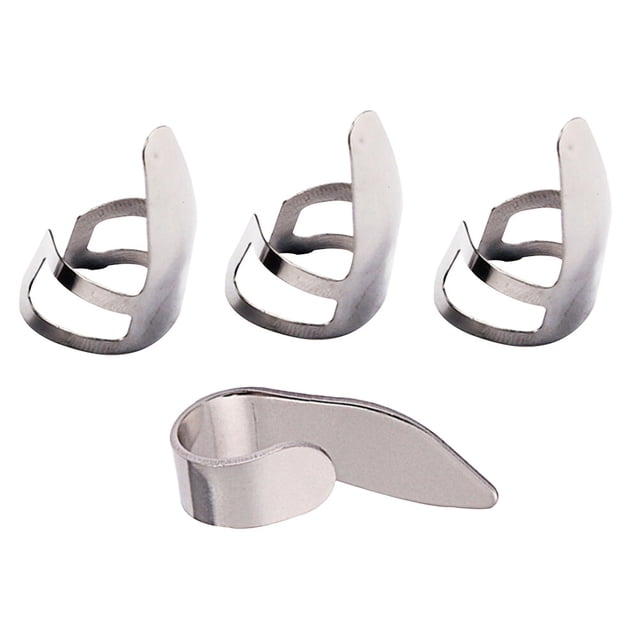 EeaseCA 4 Pcs Médiators de Guitare en Acier Inoxydable pour Pouce et Doigt (Argent)