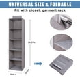 thumbnail image 6 of 5 Section Hanging Closet Organizer, Heavy Duty Hanging Shelves for Clothes Bags Shoes Toys, Foldable (Grey), 6 of 6