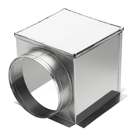 Uxcell HVAC 90 Degree Ceiling Register Box, 9" x 9" x 8" Galvanized Steel Ductwork Box Vent Connector for Air Conditioner Fan Outlet Diffuser HVAC, Fits 8" Round Duct, Silver Tone