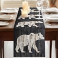 thumbnail image 3 of White Brown Bear 60 Inch Table Runner, Rustic Country Retro Wood Grain Farmhouse Dresser Scarf Cotton & Linen Tablerunner for Dining/Kitchen Island/Holiday Party Décor 13" x 60", 3 of 9