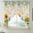 thumbnail image 2 of Sunflowers Swag Valances for Windows, Kitchen Curtains 36 Inch Length 2 Panels Set, Yellow Floral Bees Green Leaves Watercolor Short Curtains for Small Windows Rod Pocket Cafe Curtains Drapes 28"x36", 2 of 8