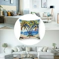thumbnail image 5 of Palm Tree Decorative Throw Pillow Case Colorful Cartoon Tropical Island Hawaiian Torch Seagulls Sunset Summer Theme, Cushion Cover for Couch Living Room CarBlue Orange, 5 of 7