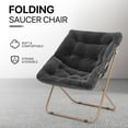 thumbnail image 4 of CRXX Saucer Chair for Adult, Square Comfy Cozy Chair Folding Chair Faux Fur Metal Frame Foldable Reading Chair Accent Chair for Bed Room Living Room, Black, 4 of 16