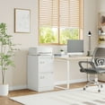 thumbnail image 2 of STANI 2 Drawer White File Cabinet with Lock, Vertical Filing Cabinets for Home Office, Metal Locking Office File Storage Cabinets for Legal/A4, 2 of 10