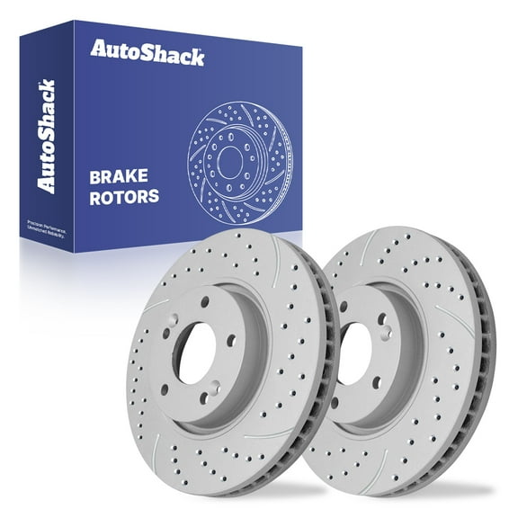 AutoShack 11.02" (280 mm) Front Vented Drilled & Slotted Brake Rotors Coated | Replacement for 2010-2013 Kia Forte 2010-2011 Kia Soul | Silver Matte Finish | 2-PC Set | TurboGuard