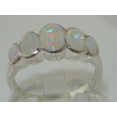 thumbnail image 2 of LBG British Made 18k White Gold Natural Opal Womens Band Ring - 33 size options - Size 9.5, 2 of 5