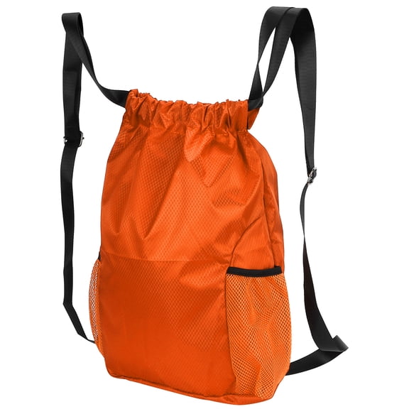 Yajisi Drawstring Pocket Double Shoulder Backpack Thickened Waterproof Travel Storage Bag Orange 16.1x13.4x5.1 inches / 41x34x13 cm