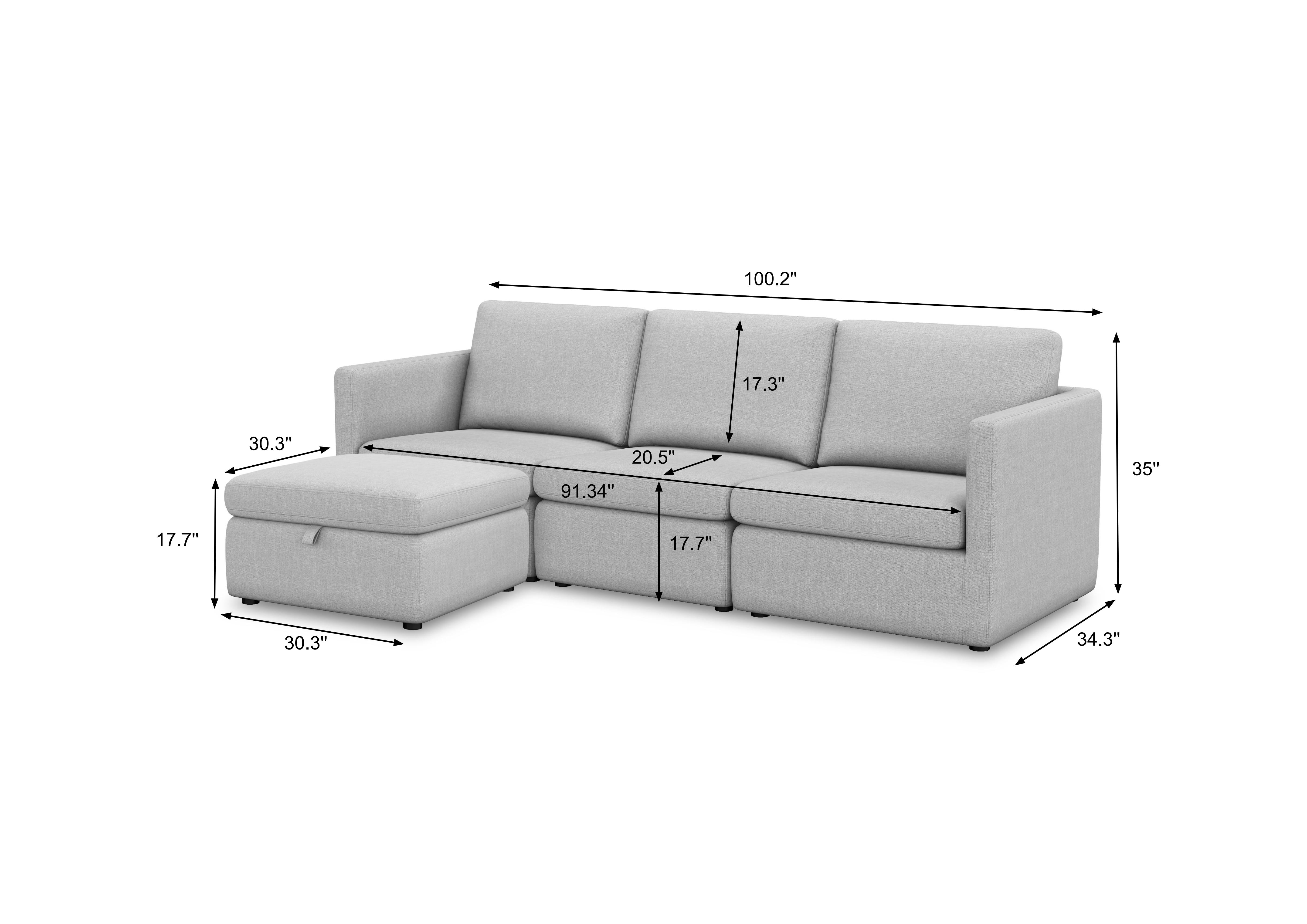 Better Homes & Gardens Modular Sectional Sofa with Storage Ottoman, Grey