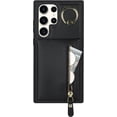 thumbnail image 4 of Samsung Galaxy S23 Ultra Case with Card Holder for Women, Samsung Galaxy S23 Ultra Phone Case Wallet with Credit Card with Ring Kickstand Zipper Shockproof Slim Stand Case - Black, 4 of 9