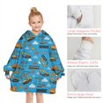 thumbnail image 6 of Cartoon Construction Vehicles Cranes Blanket Hoodies for Kids 6-13YR Oversize Wearable Blanket Hoodies for Boys Girls Teens, 6 of 7