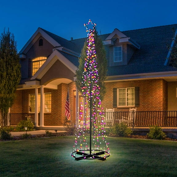 Yescom Vast-Starry 9Ft Solar Christmas Cone Tree Light with 640 LED Light 8 Function Outdoor Holiday Decor Multi-Color