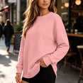 thumbnail image 6 of Casual Pullover Sweatshirts for Women Crewneck Long Sleeve Side Slit Pocket Loose Fit Classic Tops, 6 of 6