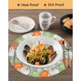 thumbnail image 3 of 15 Inch Round Placemats Set of 4, Thanksgiving Pumpkins Non Slip Heat Insulation PP Table Mats, Fall Eucalyptus Rustic Leaves Vintage Washable Place Mats for Kitchen Dining Party Table Decor, 3 of 7