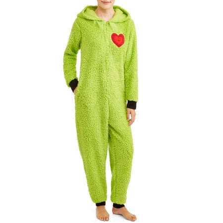 Grinch Women's and Women's Plus Sherpa Union Suit