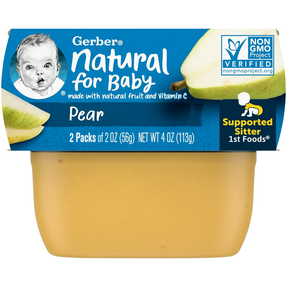 Gerber Stage 1 Baby Food, Pear, 4 oz Tub, 2 Pack Walmart